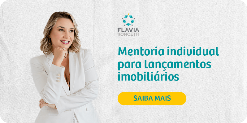 Mulher especialista em marketing imobiliário apresenta mentoria sobre gestão de lançamentos imobiliários.